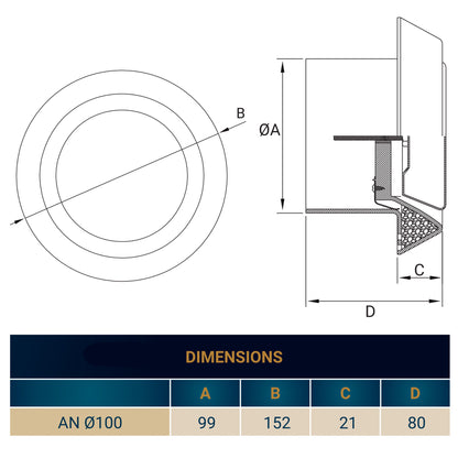 White ABS Extract Ceiling Valve 100mm