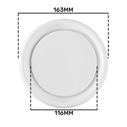 White ABS Extract Ceiling Valve 125mm