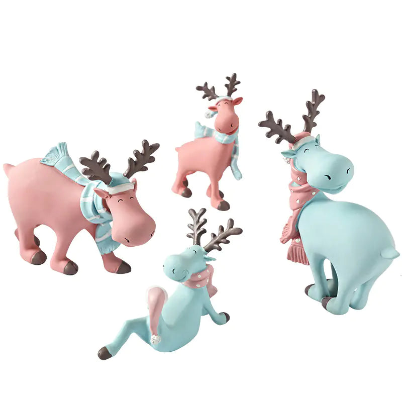 Nordic Elk Decorative Resin Figurine – Pastel Home Ornament