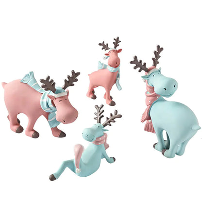 Nordic Elk Decorative Resin Figurine – Pastel Home Ornament