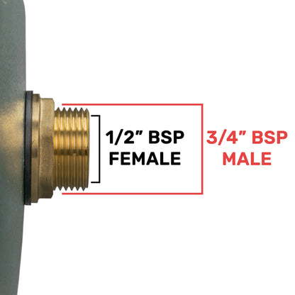 Water Butt Brass 3/4" BSP Male - 1/2" BSP Female
