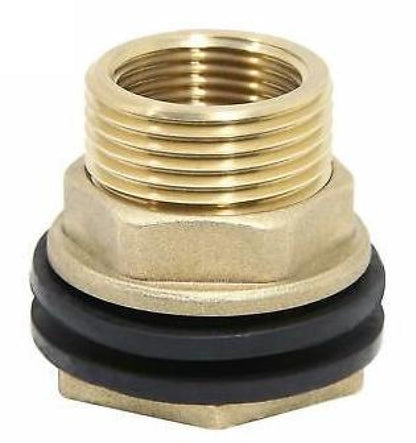 Brass Water Butt Connector – ¾″ Male / ½″ Female with 27mm Cutter