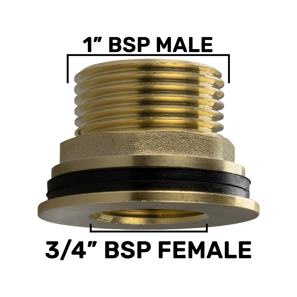 Brass Water Butt Fitting – 1″ Male / ¾″ Female + 34mm Cutter