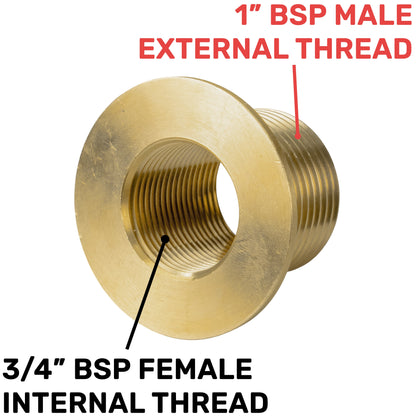 Brass Water Butt Fitting – 1″ Male / ¾″ Female + 34mm Cutter