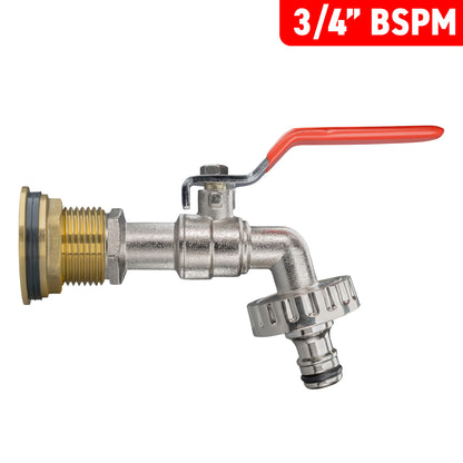 Water Butt Brass Kit 3/4" BSP with Quick Connect Lever Tap