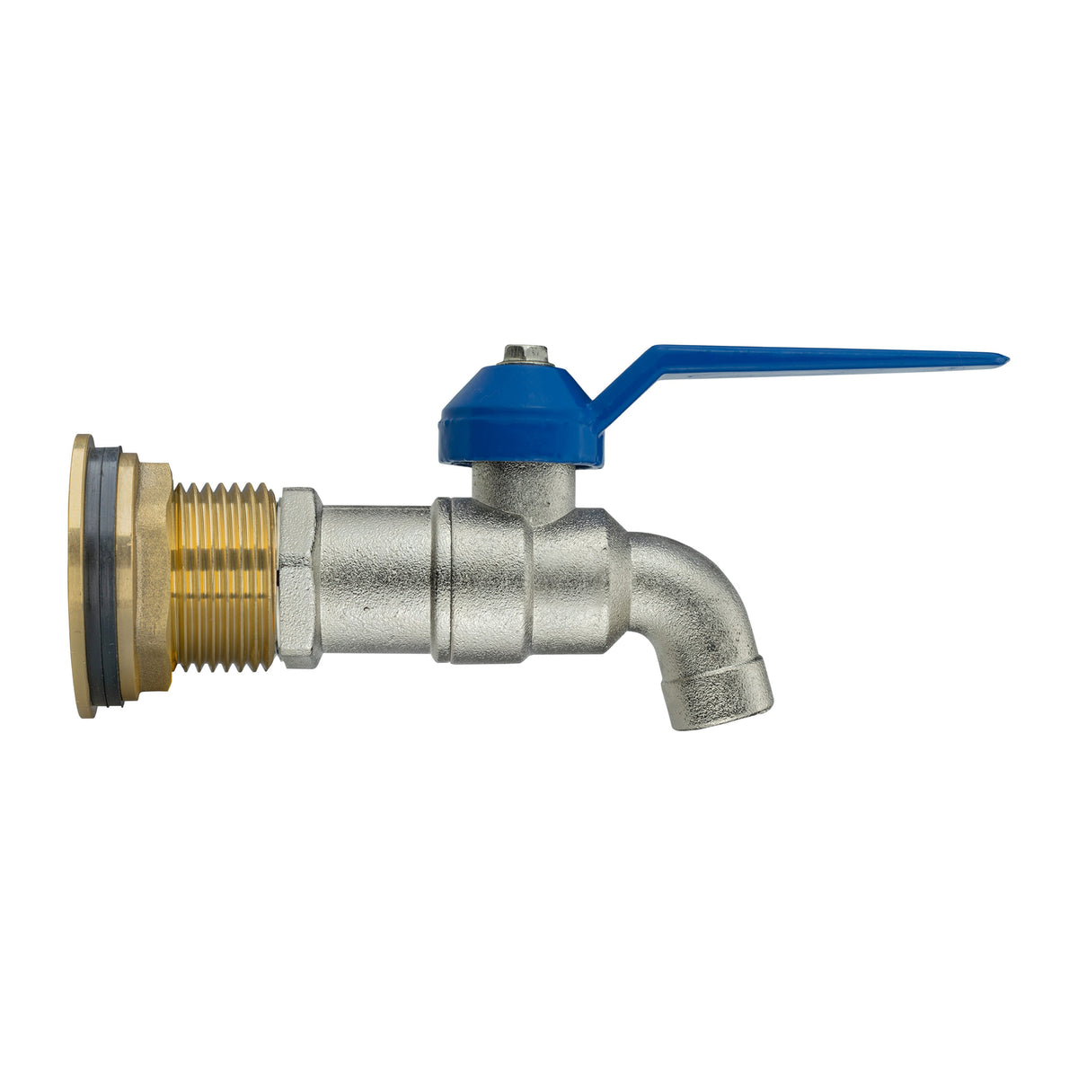 ¾″ BSP Brass Water Butt Kit – Plain-Spout Lever Tap; supplied fittings shown.