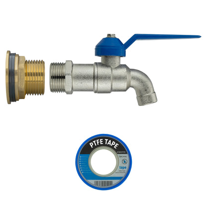 ¾″ BSP Brass Water Butt Kit – Plain-Spout Lever Tap