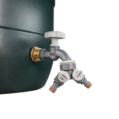 ¾″ BSP Water Butt Kit – Grey/White Dial Tap & Twin Splitter