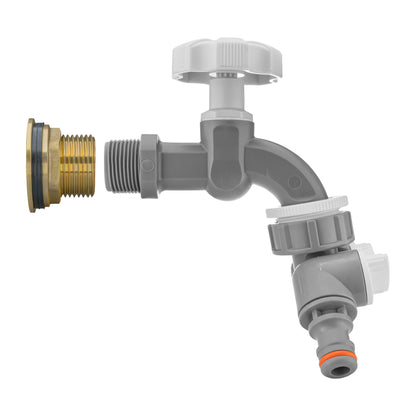 ¾″ BSP Water Butt Kit – Grey/White Dial Tap & Twin Splitter