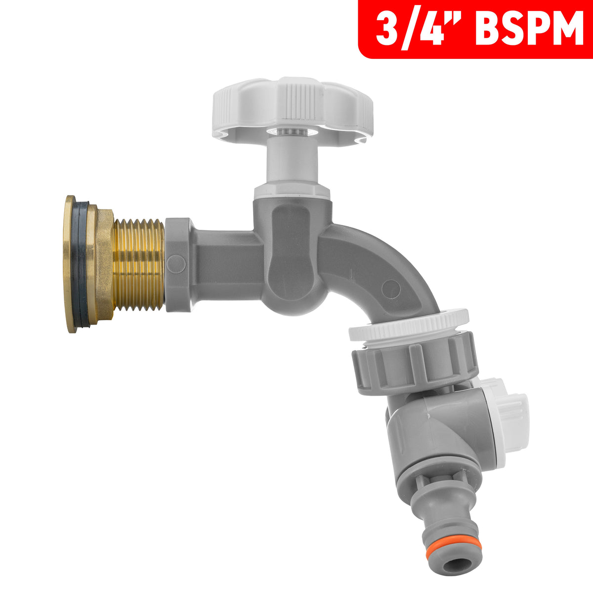 ¾″ Brass Water Butt Kit – Grey Tap & Two-Way Splitter & Cutter