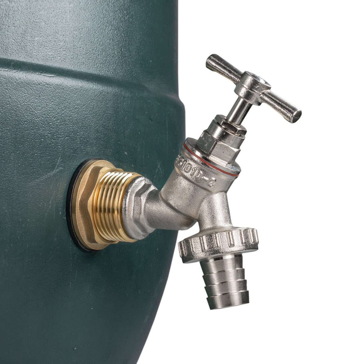 ¾″ Brass Water Butt Kit – Nickel-Plated Barbed Tap & Cutter