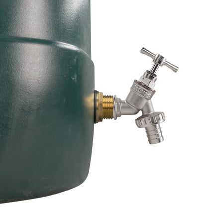 ¾″ Brass Water Butt Kit – Nickel-Plated Barbed Tap & Cutter