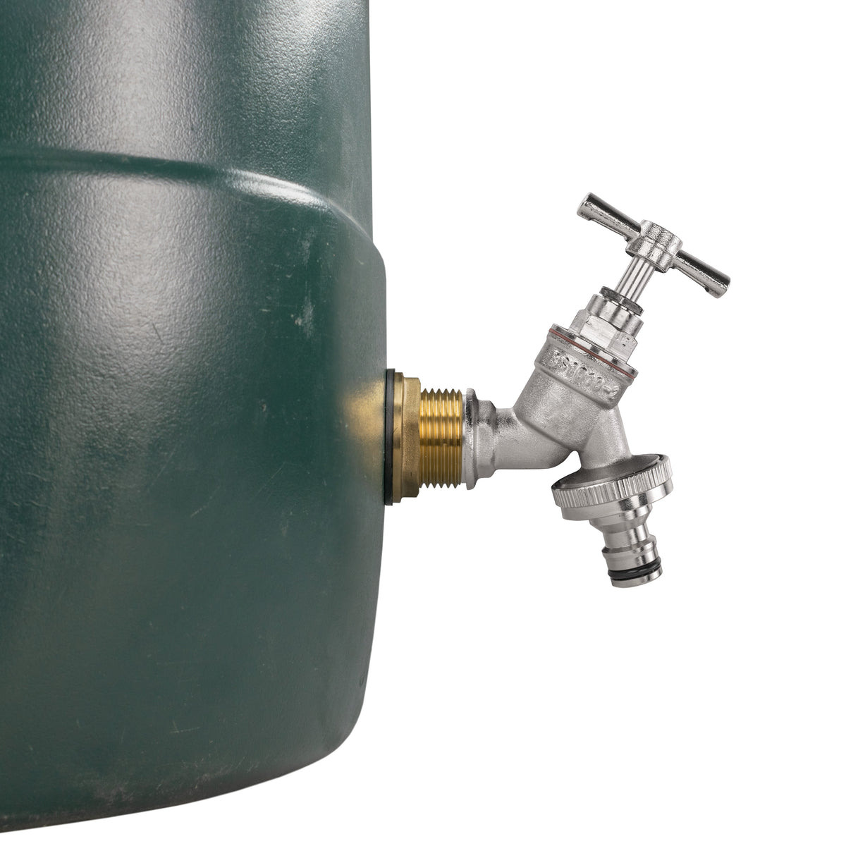 ¾″ Brass Water Butt Kit – Nickel-Plated Quick Tap & Cutter