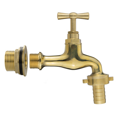 ¾″ BSP Water Butt Kit – Polished Brass Tap & 13mm Barb