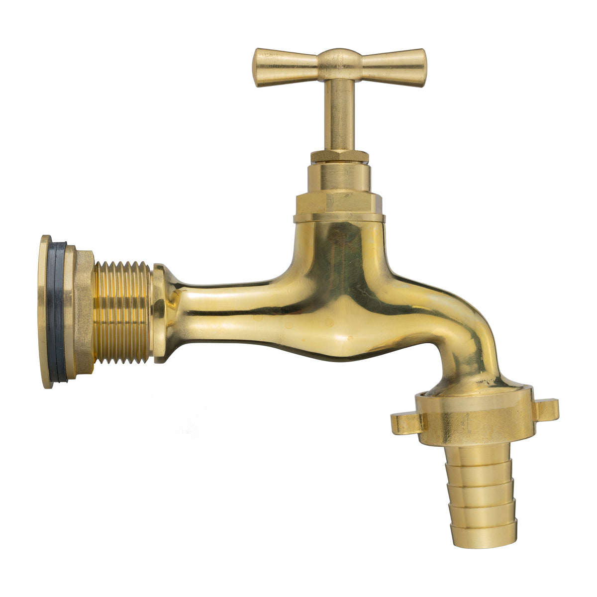 ¾″ BSP Water Butt Kit – Polished Brass Tap & 13mm Barb; supplied fittings shown.
