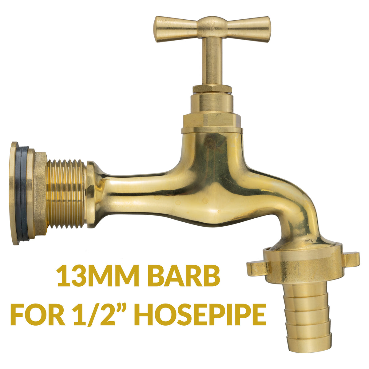 ¾″ BSP Water Butt Kit – Polished Brass Tap & 13mm Barb