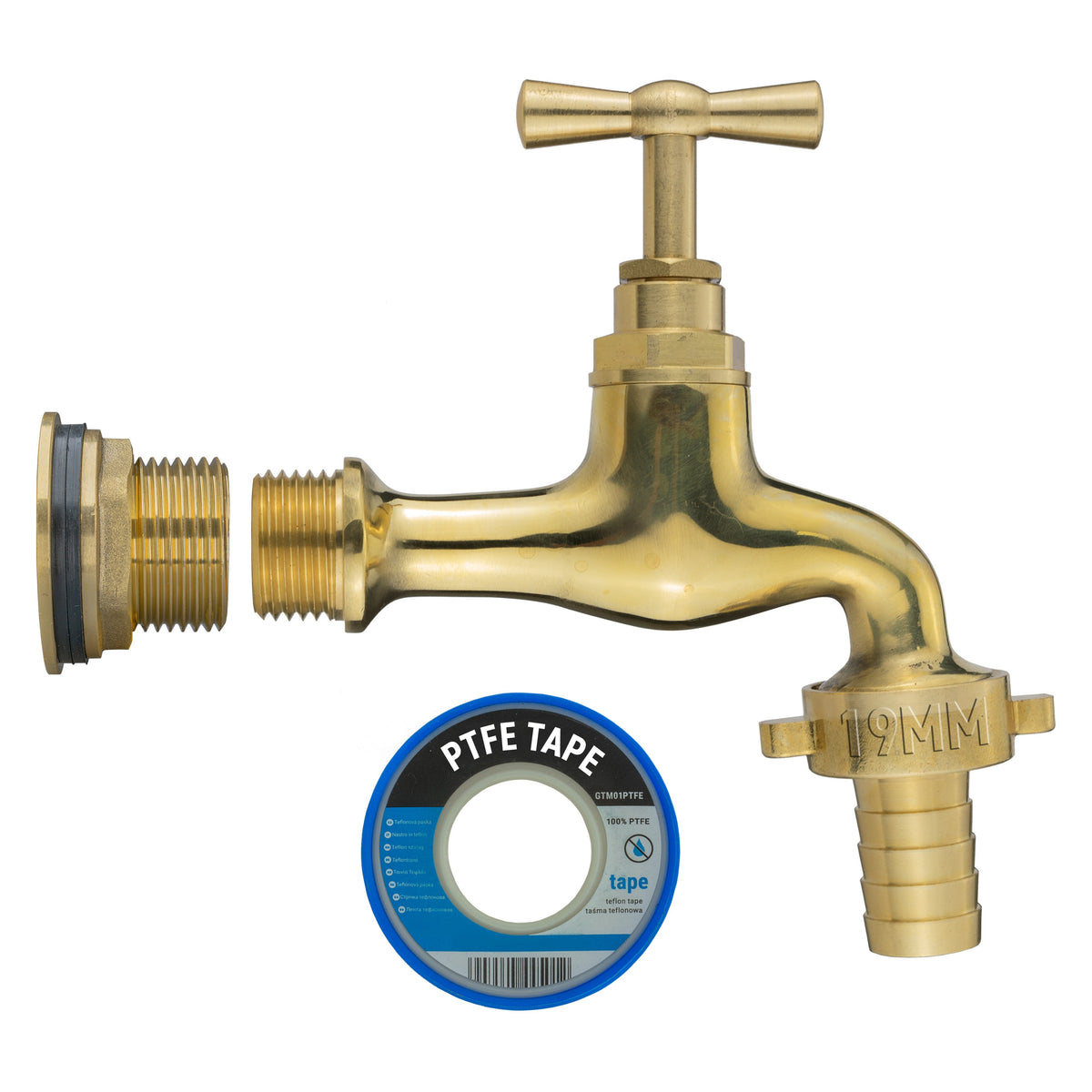 ¾″ Brass Water Butt Kit – 19mm Polished Brass Tap & Cutter