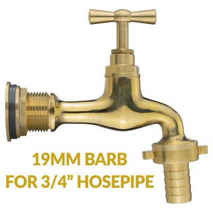 ¾″ Brass Water Butt Kit – 19mm Polished Brass Tap & Cutter