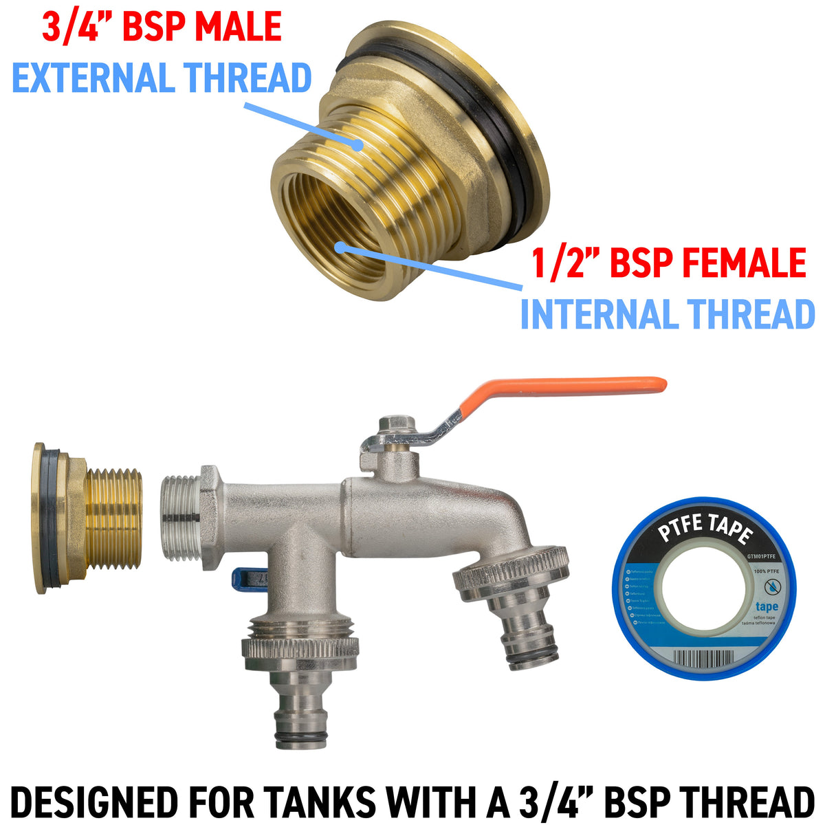 ¾″ Brass Water Butt Kit – Double Quick Tap & Cutter