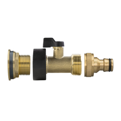 Water Butt Brass Kit 3/4" BSP with Brass Valve + Quick Connect