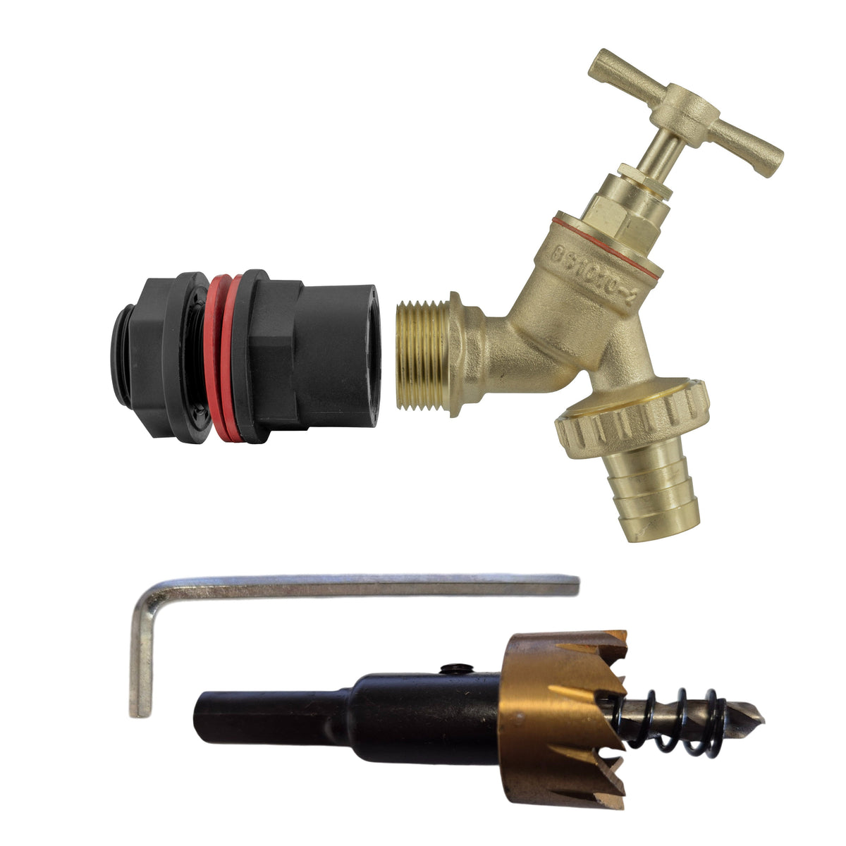 ½″ Water Butt Kit – Brass Barbed Tap & Cutter; supplied product shown.