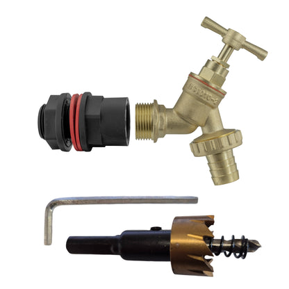 ½″ Water Butt Kit – Brass Barbed Tap & Cutter; supplied product shown.