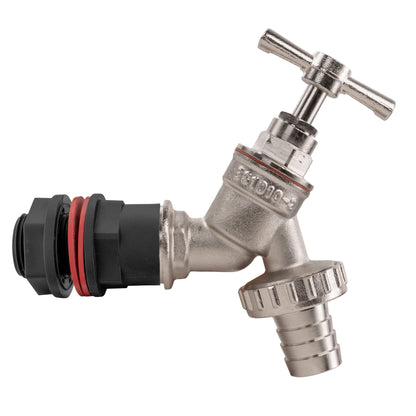 ½″ BSP Water Butt Kit – Nickel Brass ½″ Barbed Tap; supplied fitting shown.