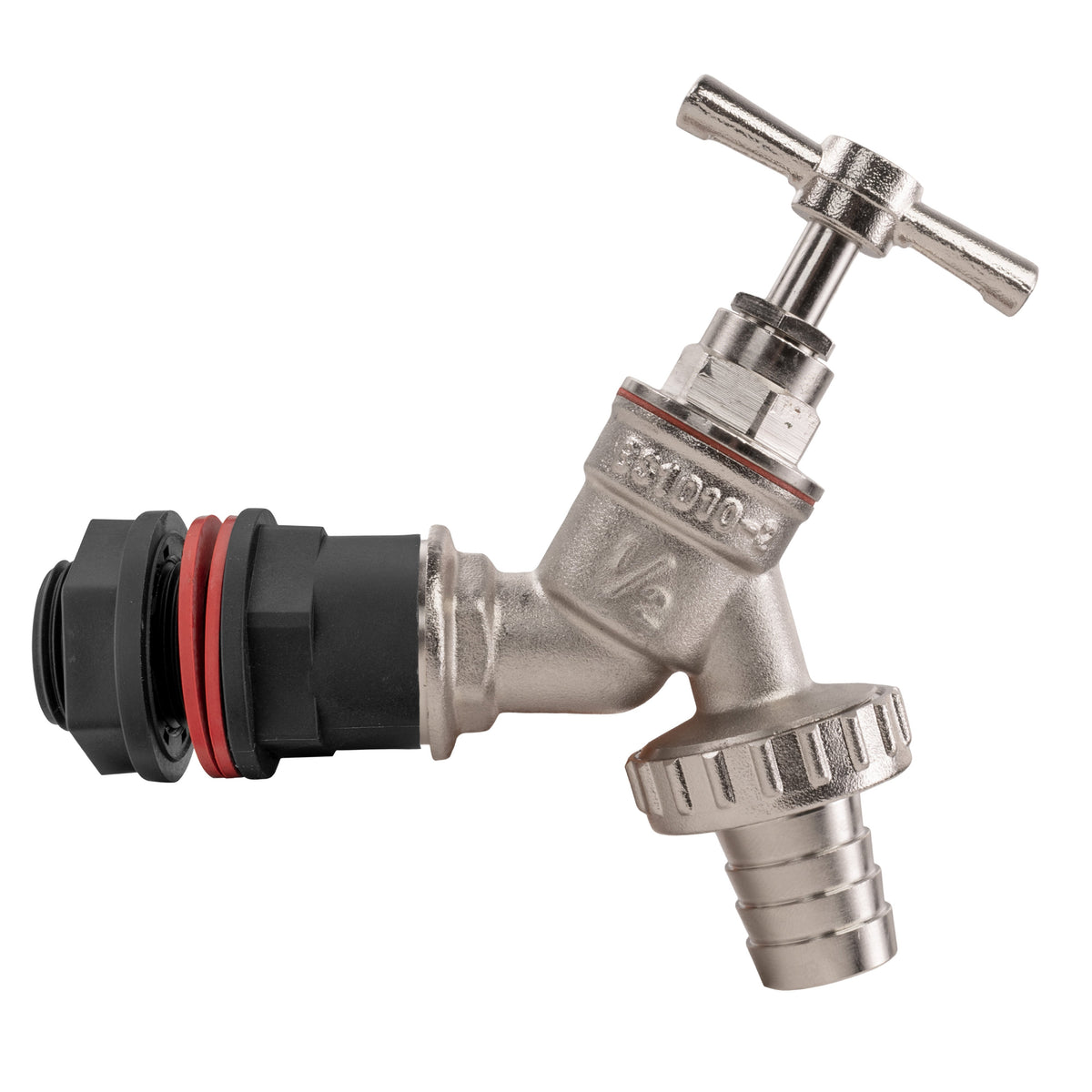 ½″ BSP Water Butt Kit – Nickel Brass ½″ Barbed Tap