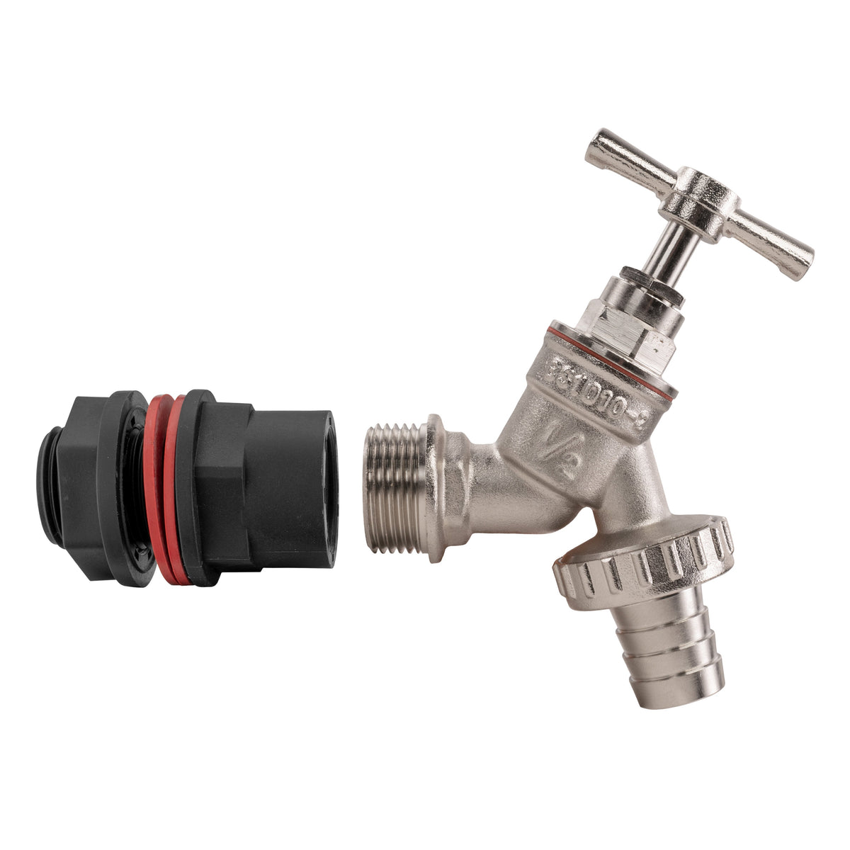 ½″ Water Butt Kit – Nickel-Plated Barbed Tap & Cutter