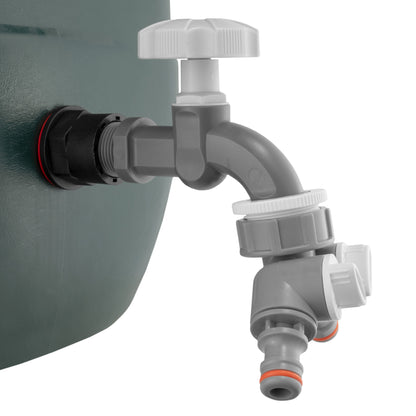 ½″ BSP Water Butt Kit – Grey/White Dial Tap & Twin Splitter