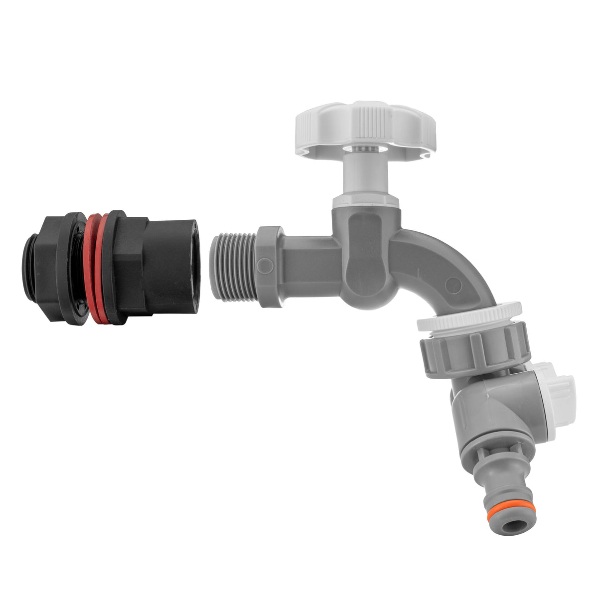½″ Water Butt Kit – Grey Tap & Two-Way Splitter & Cutter