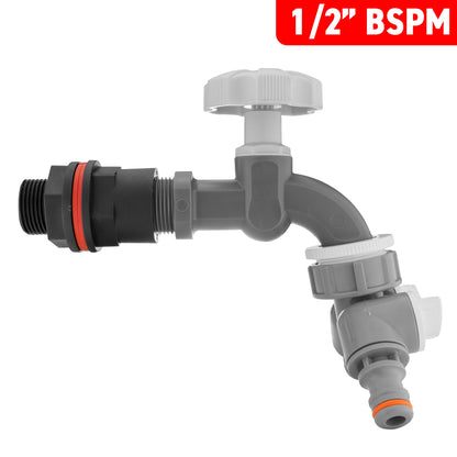 ½″ Water Butt Kit – Grey Tap & Two-Way Splitter & Cutter