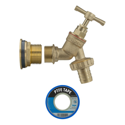 Water Butt Brass Kit 1" BSP with Brass Barbed Tap