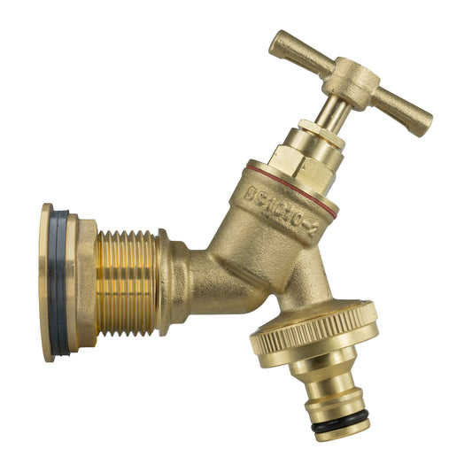 Water Butt Brass Kit 1" BSP with Brass Quick Connect Tap