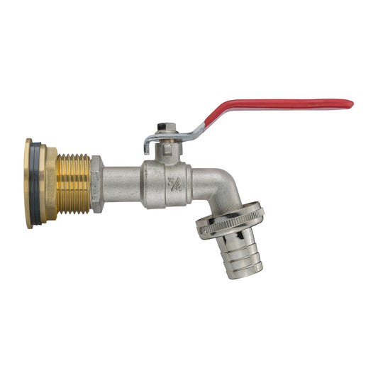 Water Butt Brass Kit 1" BSP with Barbed Lever Tap