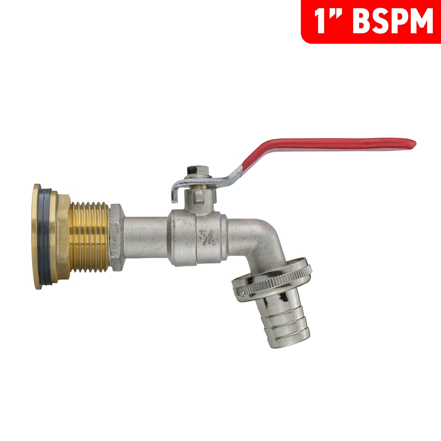Water Butt Brass Kit 1" BSP with Barbed Lever Tap