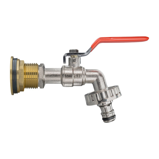Water Butt Brass Kit 1" BSP with Quick Connect Lever Tap