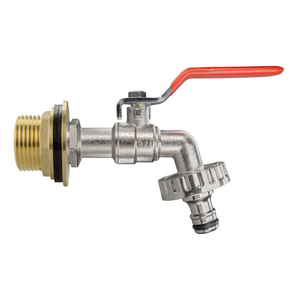 Water Butt Brass Kit 1" BSP with Quick Connect Lever Tap