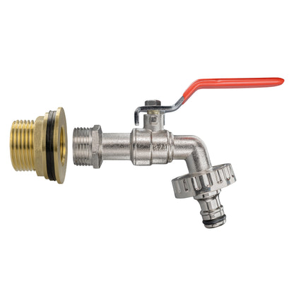Water Butt Brass Kit 1" BSP with Quick Connect Lever Tap