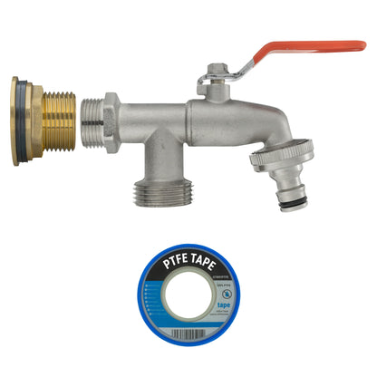 Water Butt Brass Kit 1" BSP with Double Tap