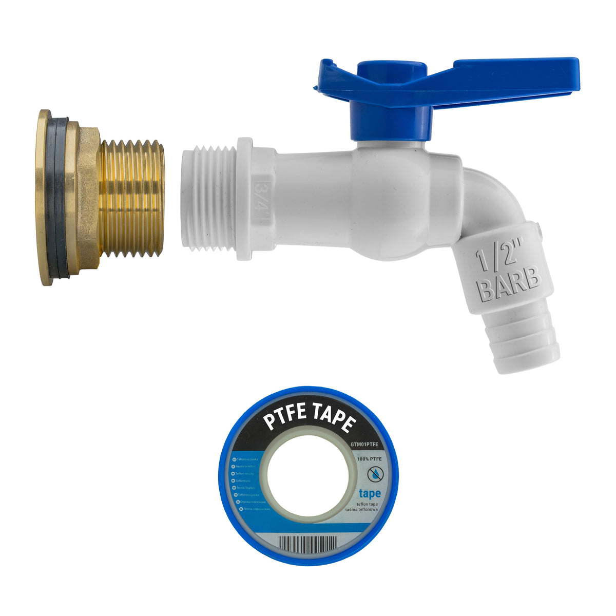 1″ BSP Water Butt Kit – White PVC Tap