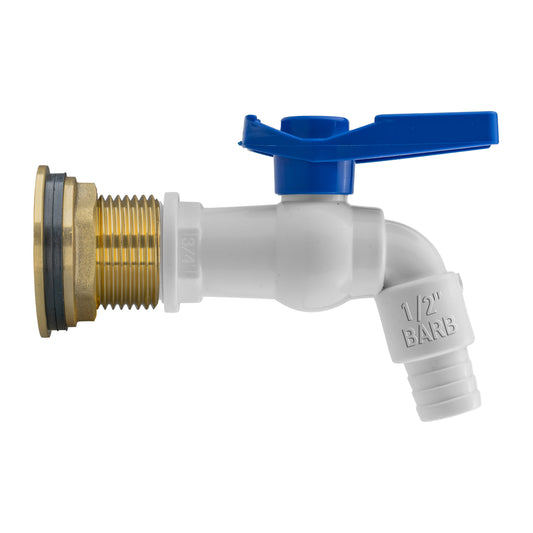 1″ BSP Water Butt Kit – White PVC Tap; supplied fittings shown.