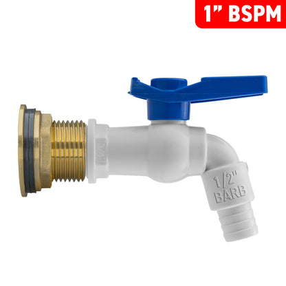 1″ BSP Water Butt Kit – White PVC Tap