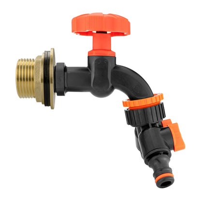 1″ BSP Water Butt Kit – Black/Orange Dial Tap & Twin Splitter