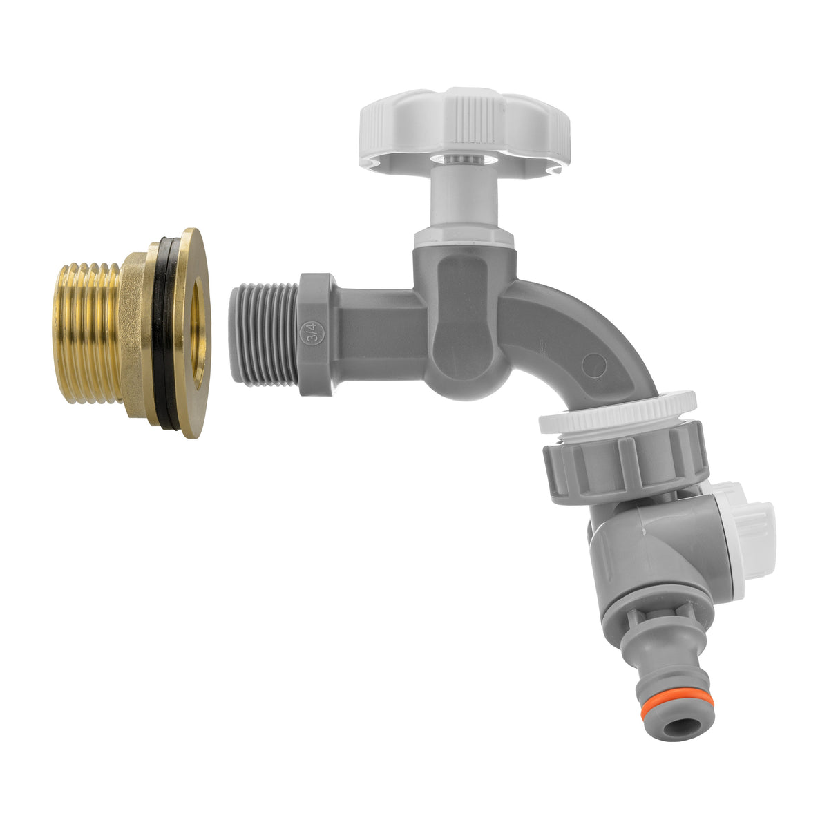 1″ Brass Water Butt Kit – Grey Tap & Two-Way Splitter & Cutter