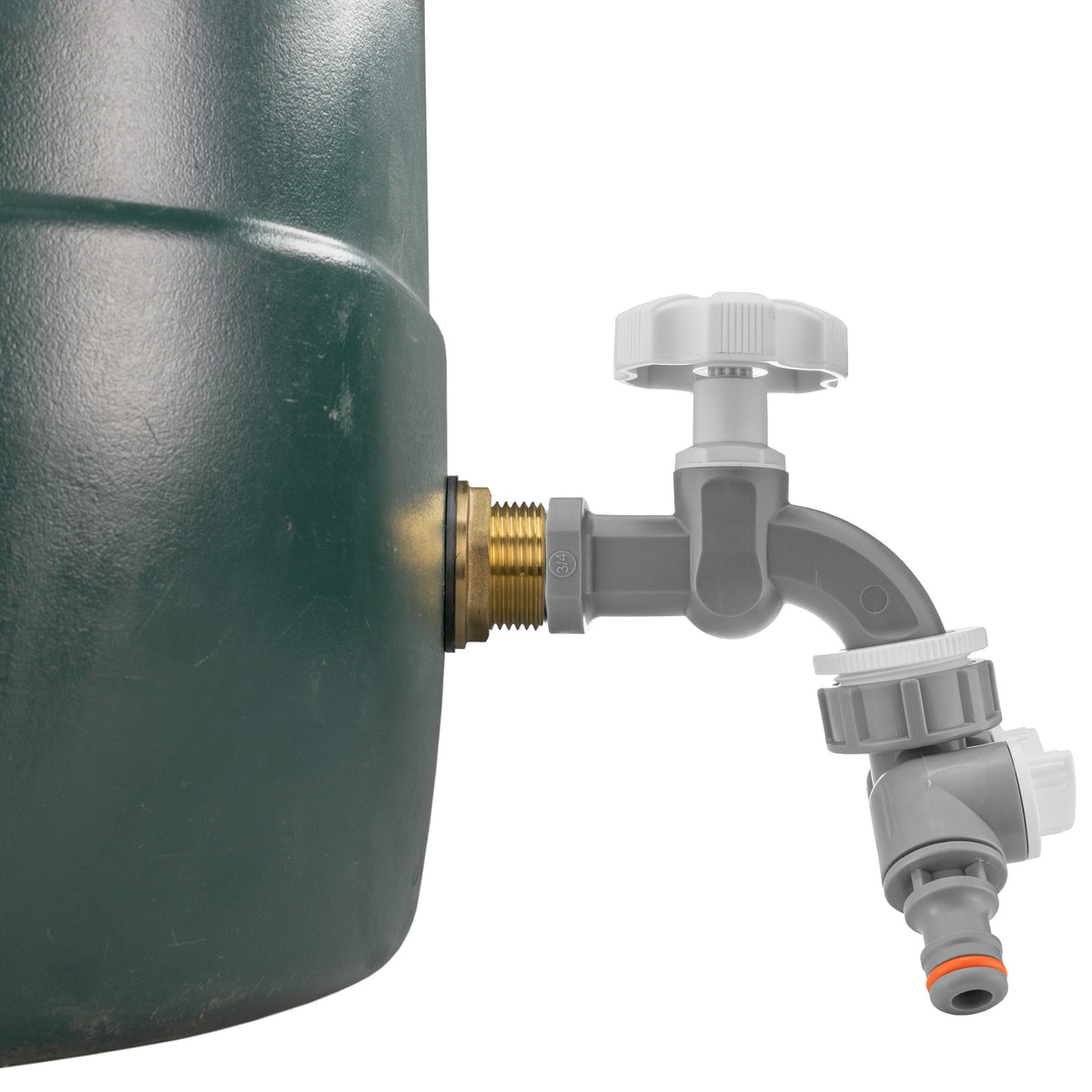 1″ BSP Water Butt Kit – Grey/White Dial Tap & Twin Splitter