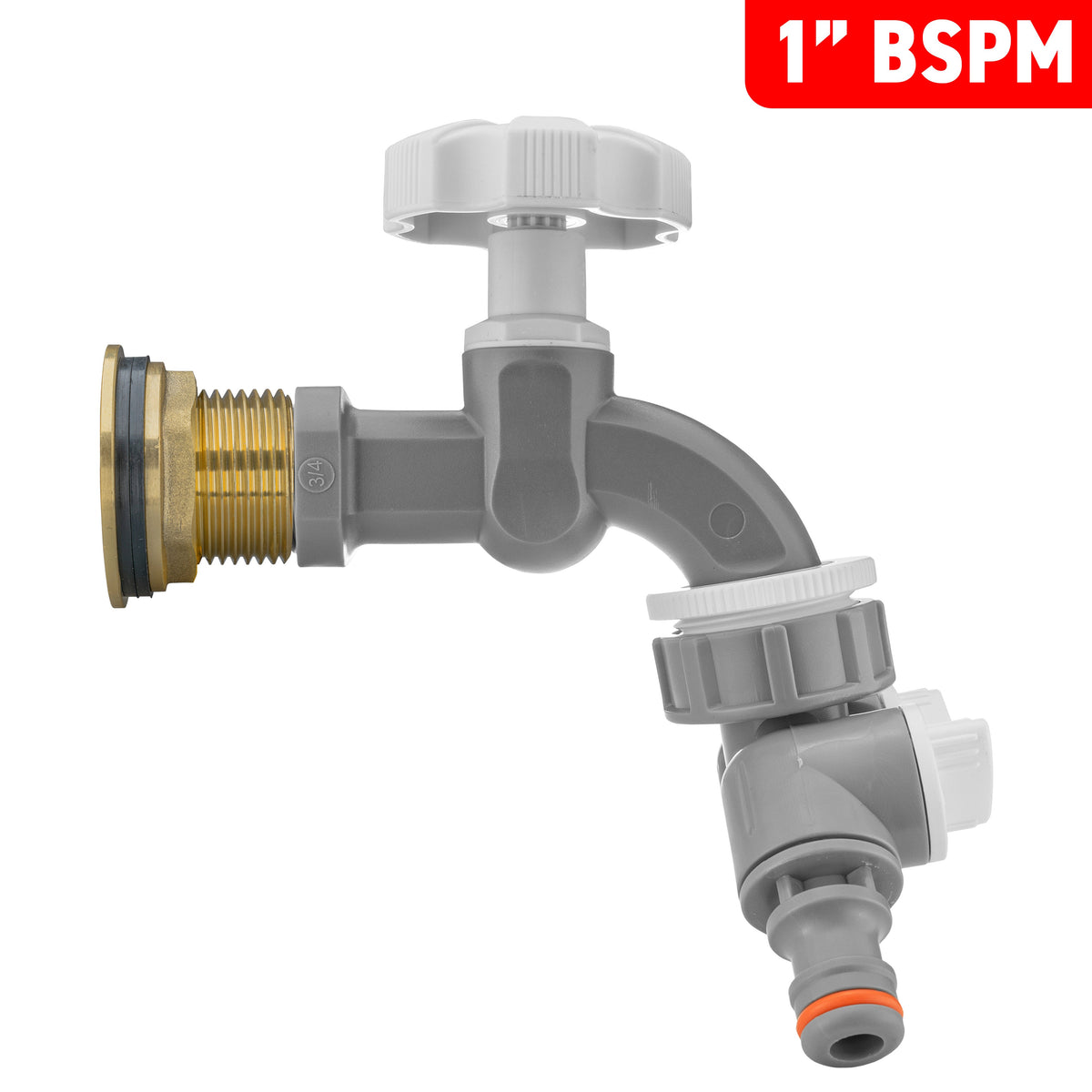 1″ Brass Water Butt Kit – Grey Tap & Two-Way Splitter & Cutter