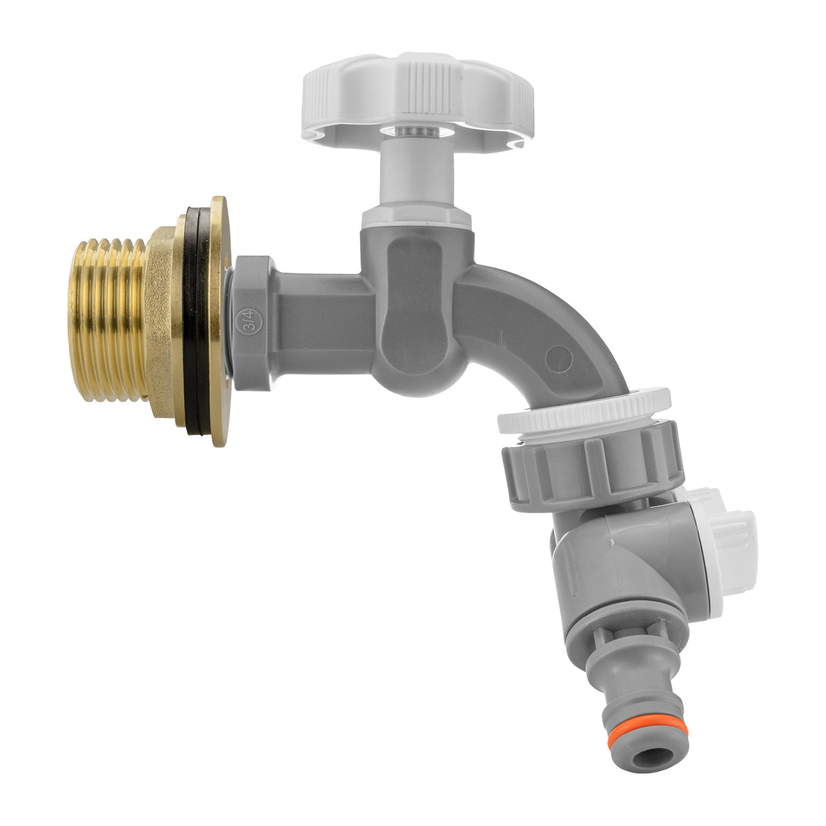 1″ BSP Water Butt Kit – Grey/White Dial Tap & Twin Splitter