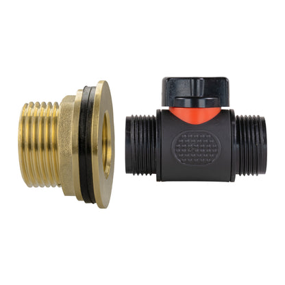1″ BSP Water Butt Kit – Inline Valve & ¾″ BSP Male Outlet