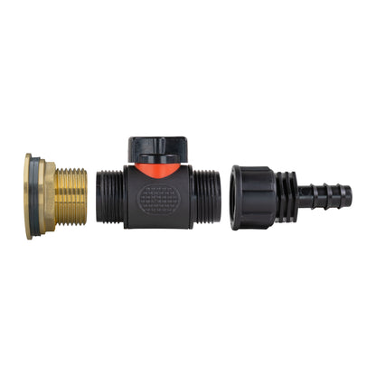 1″ Brass Water Butt Kit – 16mm Irrigation Barb & Cutter